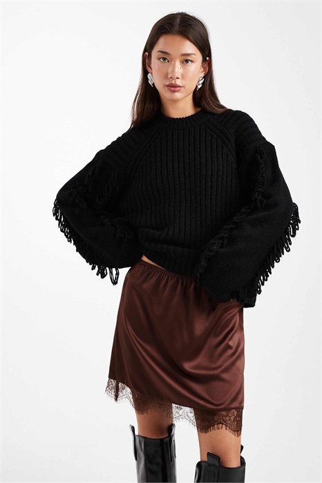 Мини-юбка из атласа с кружевной отделкой артикул 151704943