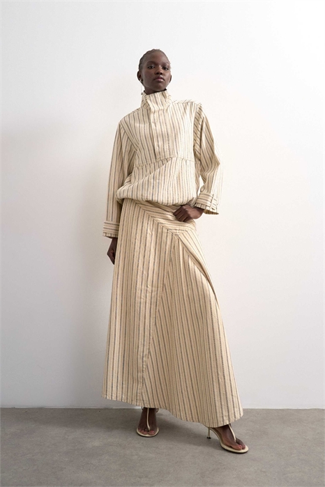 Джинсовая асимметричная юбка макси с заниженной талией артикул 155003073