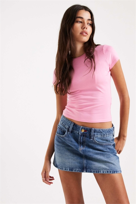 Джинсовая юбка-мини средней длины артикул 154840823