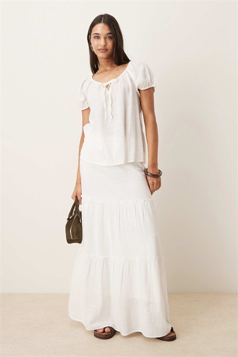 Макси-юбка в стиле бохо с высокой талией и многослойным кроем артикул 153748998