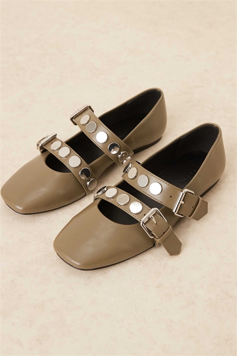 Балетки «Мэри Джейн» с двойными ремешками и стразами от Liesel артикул 152321047