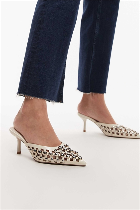 Туфли-муле с открытым носком и каблуком-«кошачьей лапкой» от Sia артикул 152387481