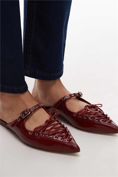 Туфли-муле с заостренным носком и шнуровкой артикул 150038254