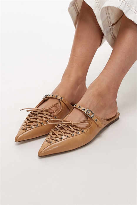 Туфли-муле с заостренным носком и шнуровкой артикул 150038260