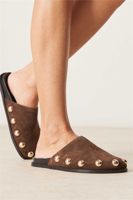 Кожаные туфли-муле на плоской подошве артикул 139378703