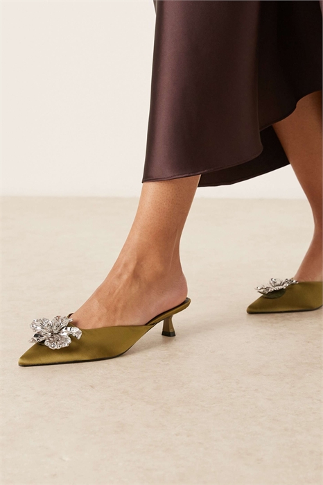 Стильные туфли-муле на среднем каблуке с цветочным узором артикул 148923542