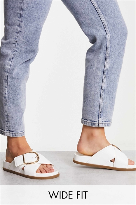 Плоские сандалии с широким верхом и перекрещивающимся ремешком на застежке-молнии артикул 122975071