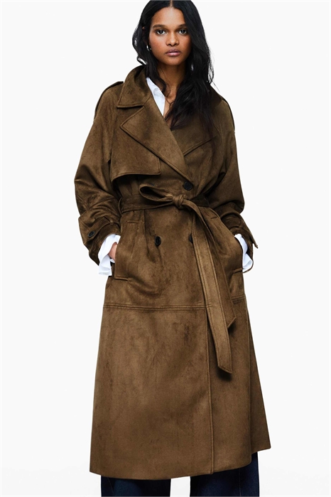 Тренч из искусственной замши артикул 156163127