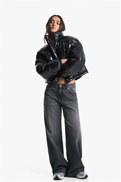 Пуховик с виниловым эффектом артикул 152093291