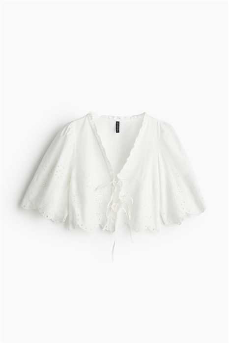 Обрезанная блузка с рисунком "broderie anglaise артикул 1255190001