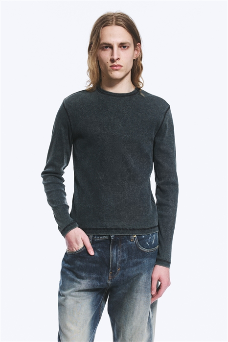 Ребристая футболка с длинными рукавами артикул 1301732009