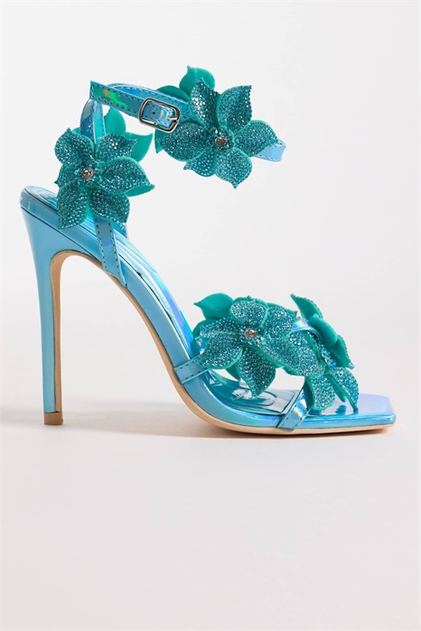 Сандалии Romi на высоком каблуке с цветочными украшениями артикул 151637310