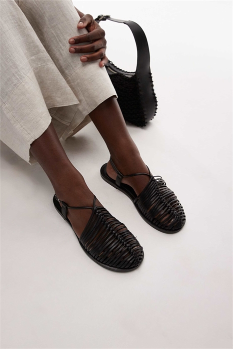 Плоские туфли Aidan с кожаным плетением и шнуровкой артикул 141532297