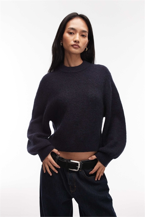 Свитер с объемными рукавами из смеси шерсти и альпаки артикул 154635110