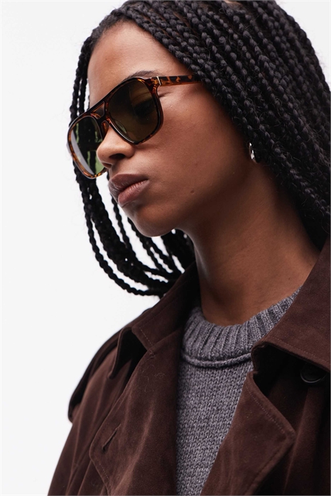 Ретро-очки-авиаторы цвета коричневого черепахового панциря артикул 154340384