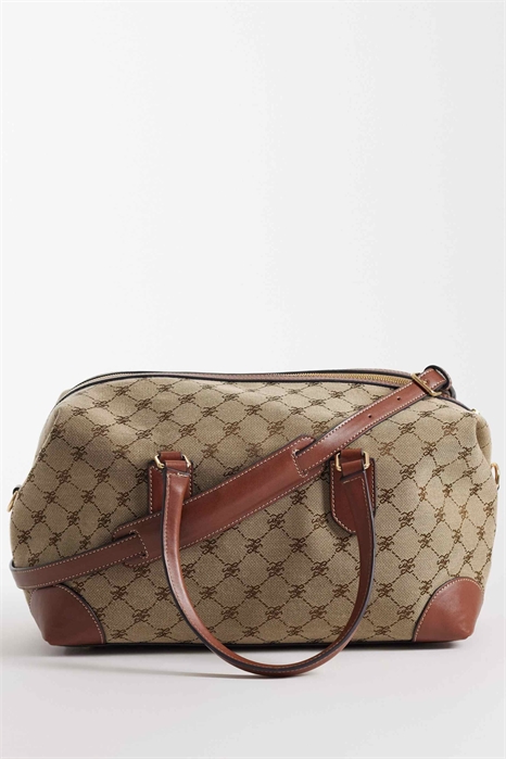 Сумка-котел с монограммой, средне-коричневого цвета артикул 155708604