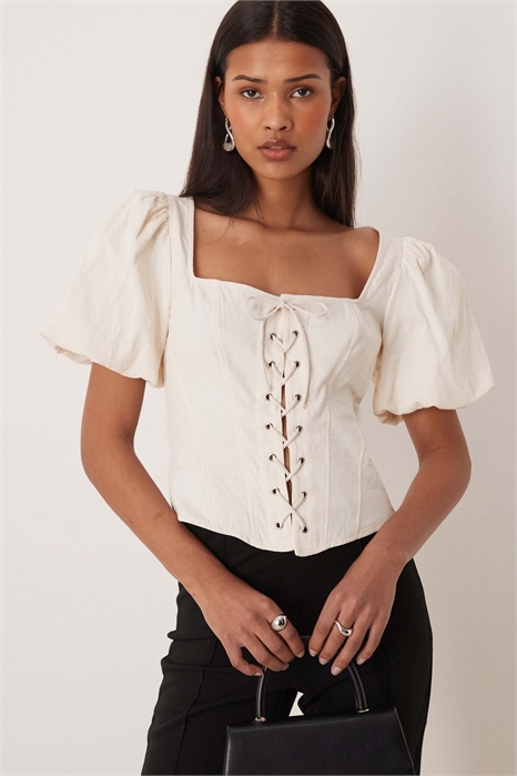 Топ-корсет из чистого хлопка в стиле «доярки» артикул 154757026