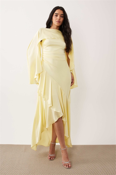 Атласное макси-платье с накидкой и юбкой-парео для подружек невесты артикул 154078326