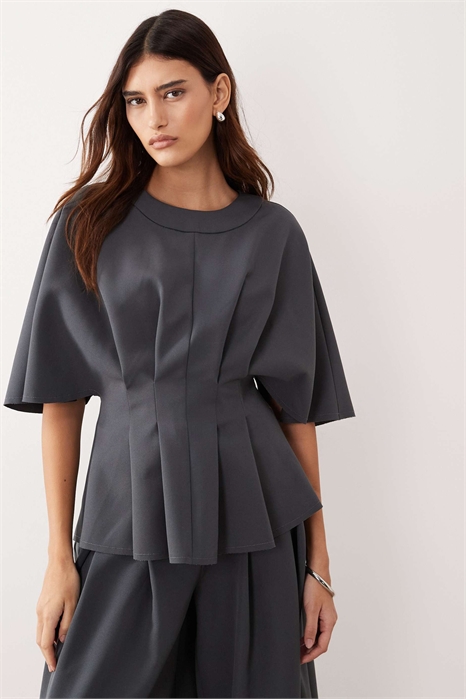 Топ с плиссированной талией и короткими рукавами co-ord артикул 153754260