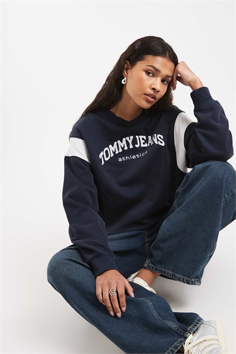 Свитшот с логотипом Varsity, прямого кроя, с круглым вырезом артикул 154158742