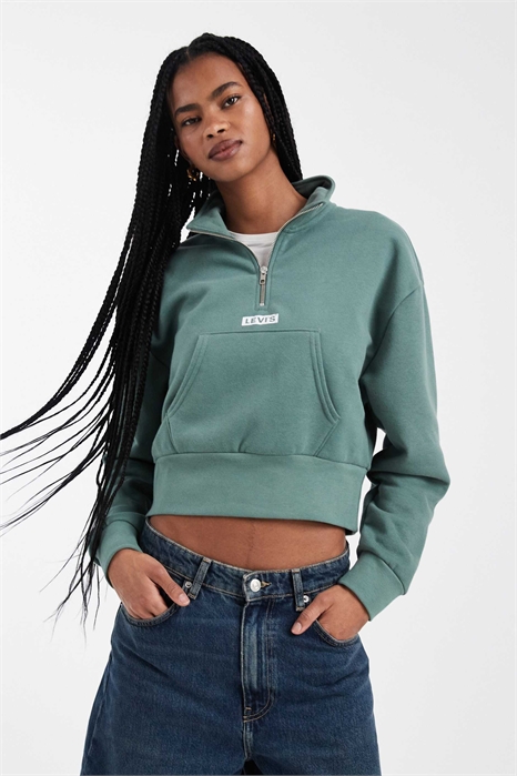 Толстовка с логотипом и застежкой-молнией на 1/4 артикул 150050732