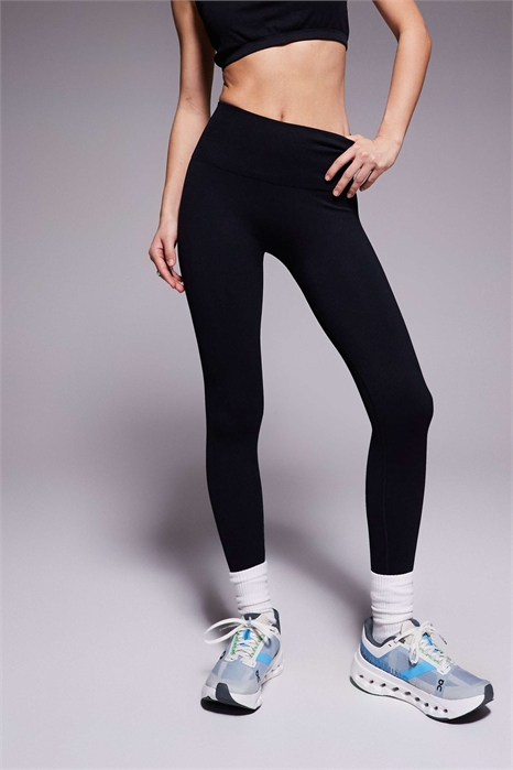 Леггинсы для занятий спортом с высокой талией и мелкой бесшовной ребристой вязкой артикул 151671921