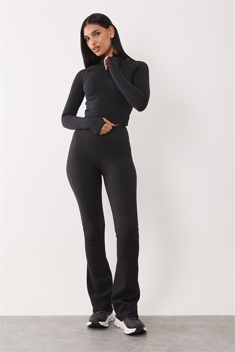 Леггинсы для йоги с завышенной талией, микроребристой вязкой и зауженными штанинами артикул 151335338