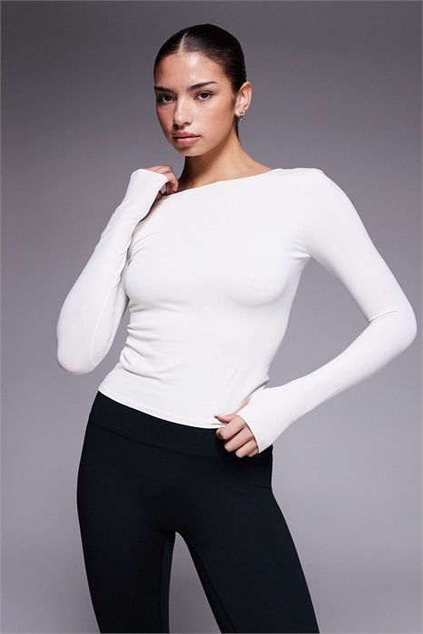 Плюшевая ручка, вырез на спине, многослойный, с длинными рукавами артикул 151864497