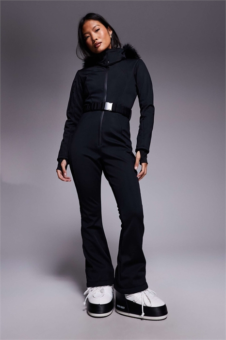 ASOS 4505 — лыжный костюм Petite из мягкой ткани со шнурком на талии, зауженными штанинами и капюшоном из искусственного меха артикул 144206059