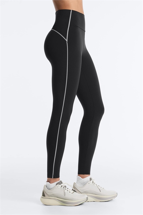 Светоотражающие удлиненные леггинсы до щиколотки с уплотненной вставкой в области голени артикул 156125656