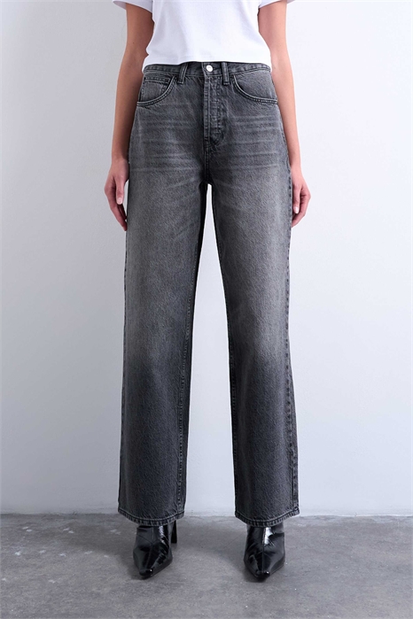 Джинсы средней посадки с широкими брючинами артикул 144075605