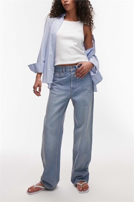 Джинсы средней посадки свободного кроя с прямым силуэтом артикул 142170367