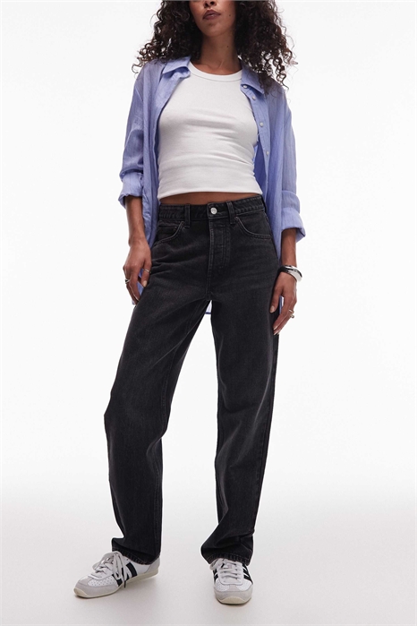 Короткие джинсы прямого кроя с высокой талией артикул 143316358