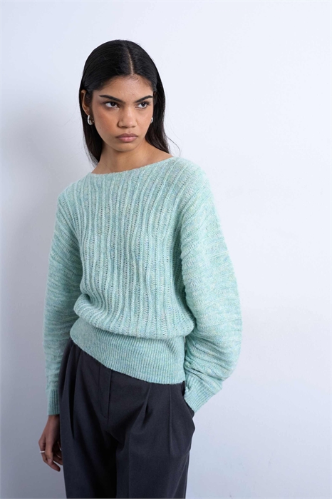 Свитер с V-образным вырезом и волнистой фактурой артикул 151481821