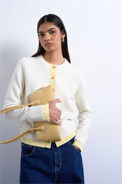 Компактный вязаный кардиган из двух слоев артикул 151481007