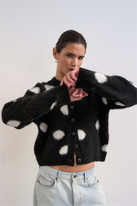 Кардиган из трикотажа с ворсованной поверхностью и пятнами артикул 155222434