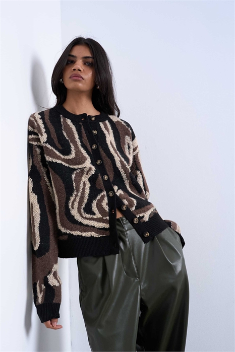 Кардиган с вязаным рисунком в виде животных артикул 149033008