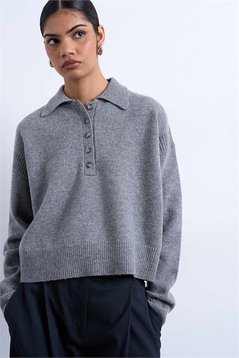 Свитер-поло из 100% овечьей шерсти премиум-класса артикул 149004904