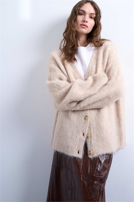 Вязаный кардиган из альпаки премиум-класса артикул 143752215