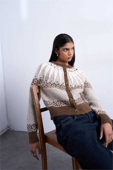 Вязанный кардиган из толстой пряжи с узором «фэйр-айл» артикул 149050728