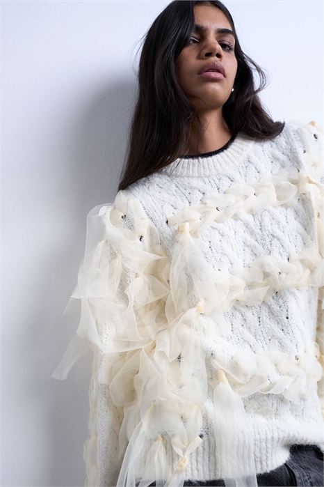 Свитер из трикотажа с клетчатой тесьмой артикул 145752519