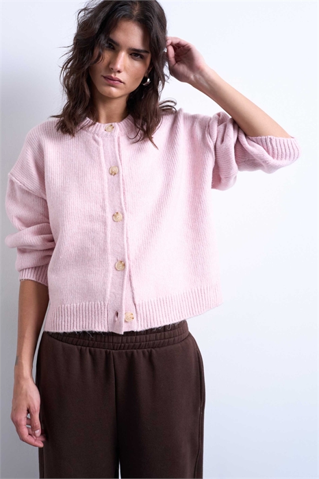 Кардиган свободного кроя с открытыми швами из трикотажа артикул 142541747