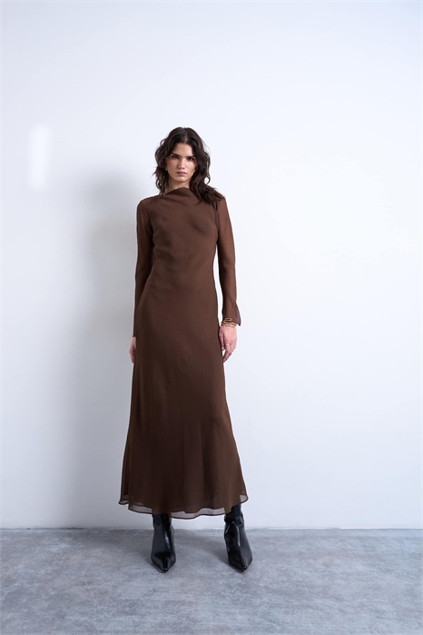 Макси-платье из шифона с V-образным вырезом артикул 153151516