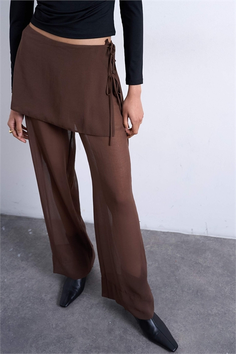 Прозрачные брюки с имитацией юбки из двух слоев артикул 152560949