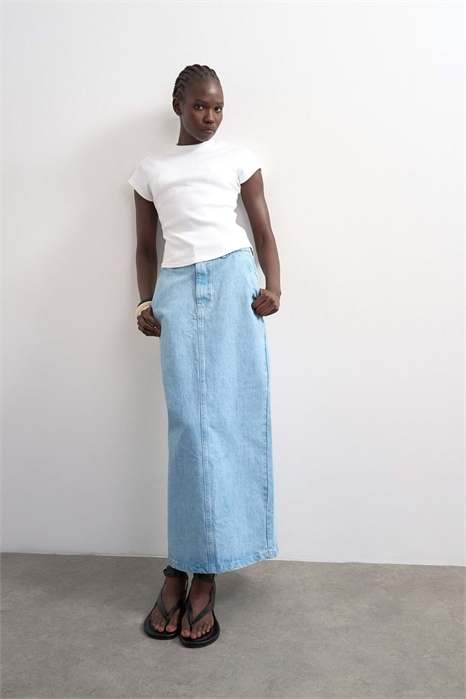 Юбка-колода из денима артикул 155177227