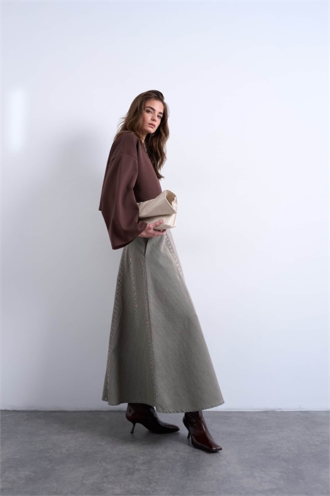 Джинсовая юбка-макси с круговым кроем артикул 153817056