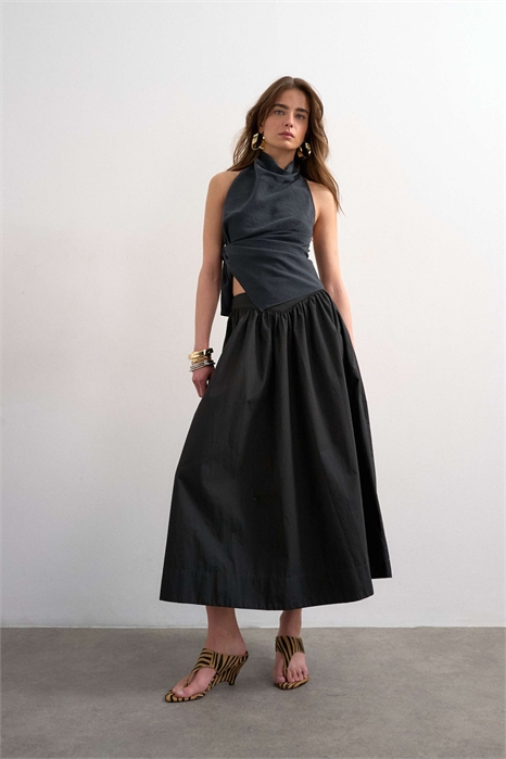 Макси-юбка-салон с заниженной талией артикул 149623250