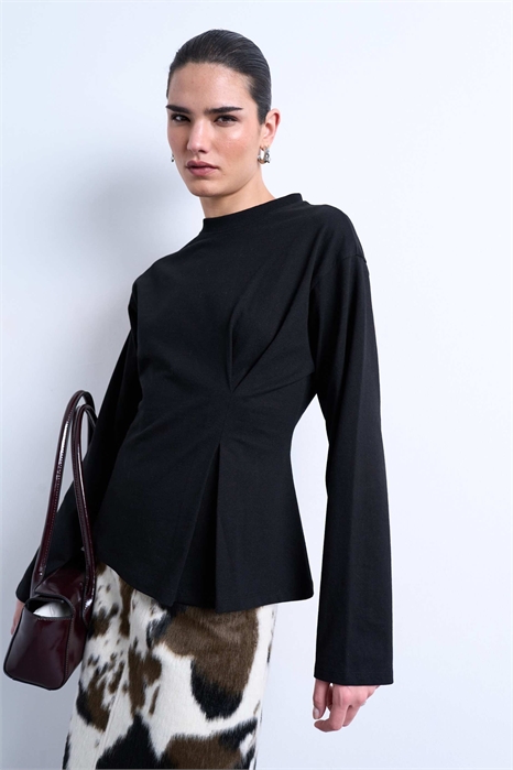 Футболка с затянутой талией и длинными рукавами артикул 155056621