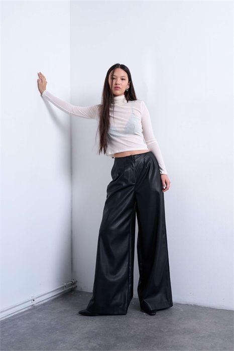 Брюки из искусственной кожи с очень широкими брючинами артикул 149540656