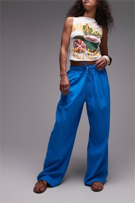 Брюки-балоны из льна артикул 148371009